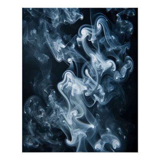 Rook wervelt in zwart-wit digitale kunst perfect poster (Voorkant)
