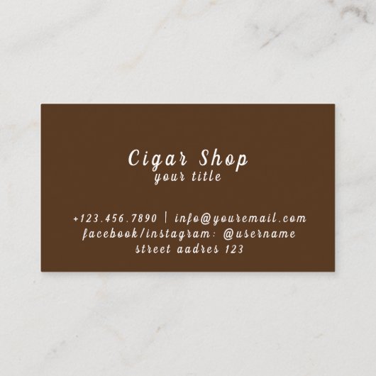 Rook Winkel tekenen Aangepaste naam Sigar Store Visitekaartje (Achterkant)