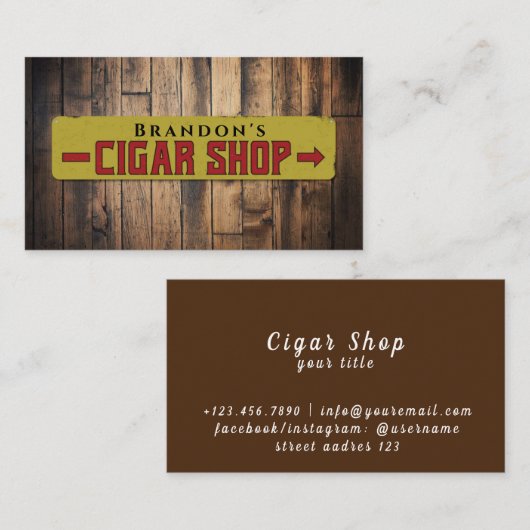 Rook Winkel tekenen Aangepaste naam Sigar Store Visitekaartje (Voorkant / Achterkant)