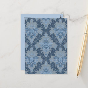Rookblauw Leisteen Zachte Poederblauw Elegant Dama Briefkaart