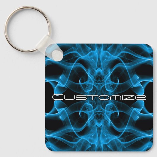 Rookblauwe Rook Custom Abstracte Kunst Sleutelhanger (Voorkant)