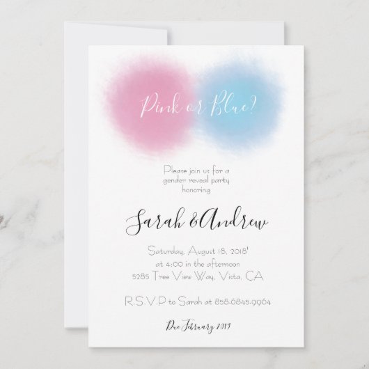 Rookbom Gender Onthullen Partij Rookbom Baby Kaart (Voorkant)