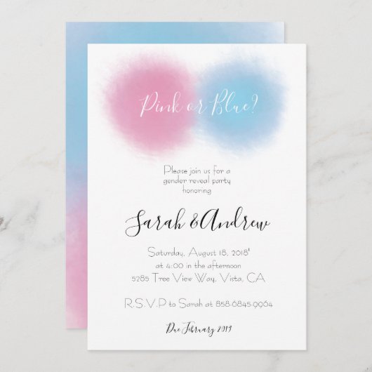 Rookbom Gender Onthullen Partij Rookbom Baby Kaart (Voorkant / Achterkant)