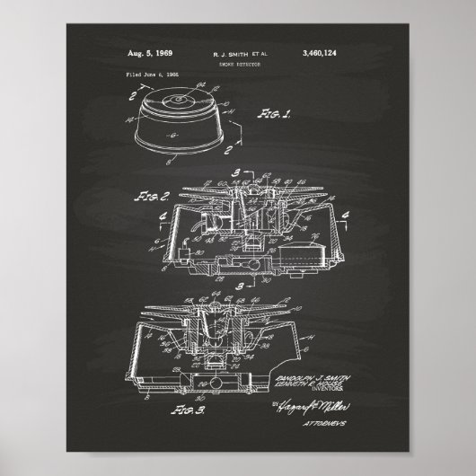 Rookdetector 1969 Patent Art - Chalkboard Poster (Voorkant)
