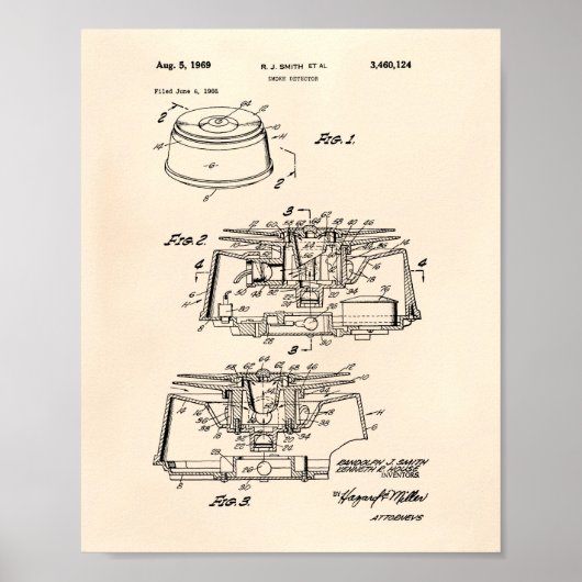 Rookdetector 1969 Patent Art - Oude poster (Voorkant)