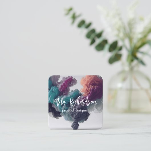 Rookeffect Modern Vierkant visitekaartje (Staand voorkant)