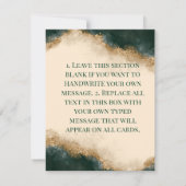 Rookgroen Goud Aquarel Gepersonaliseerd  Bedankkaart (Achterkant)