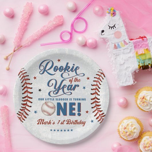 Rookie 1e Verjaardag Baseball Party Papieren Bordje (Feest)