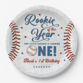  Rookie 1e Verjaardag Baseball Party Papieren Bordje