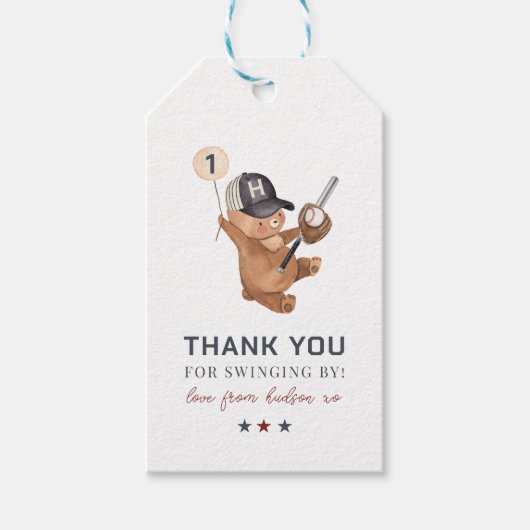 Rookie 1e Verjaardag Beer - Dank u Cadeaulabel (Voorkant)