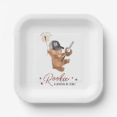 Rookie 1e Verjaardag Beer Papieren Bordje (Voorkant)