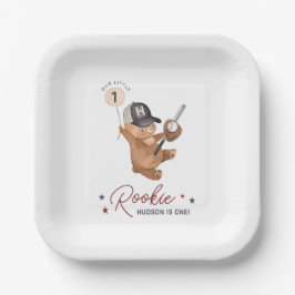Rookie 1e Verjaardag Beer Papieren Bordje