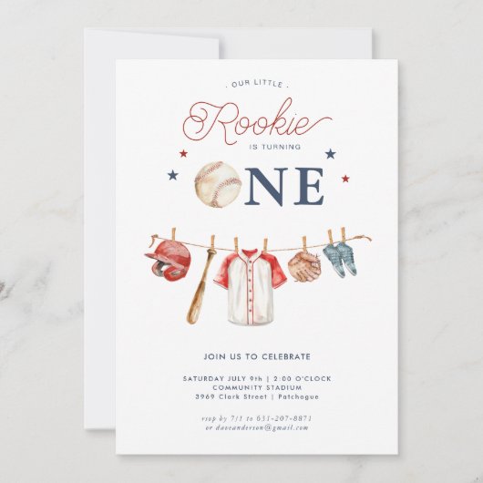 Rookie 1e verjaardag | Honkbal Verjaardag Kaart (Voorkant)