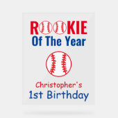 Rookie Baseball 1e verjaardag Acryl Bord (Voorkant)