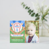 Rookie Baseball 1e verjaardag Fotouitnodiging Briefkaart (Staand voorkant)