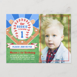 Rookie Baseball 1e verjaardag Fotouitnodiging Briefkaart