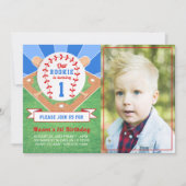 Rookie Baseball 1e verjaardag Fotouitnodiging Kaart (Voorkant)