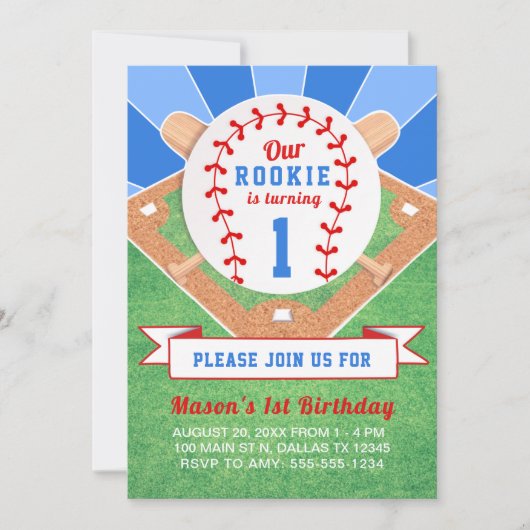 Rookie Baseball 1e verjaardag Kaart (Voorkant)