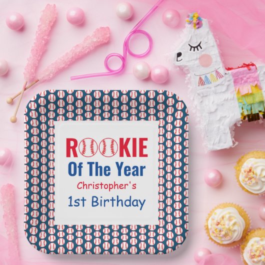Rookie Baseball 1e verjaardag Papieren Bordje (Feest)