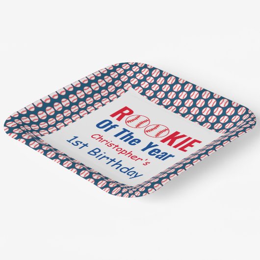 Rookie Baseball 1e verjaardag Papieren Bordje (Gebogen)