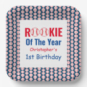 Rookie Baseball 1e verjaardag Papieren Bordje (Voorkant)