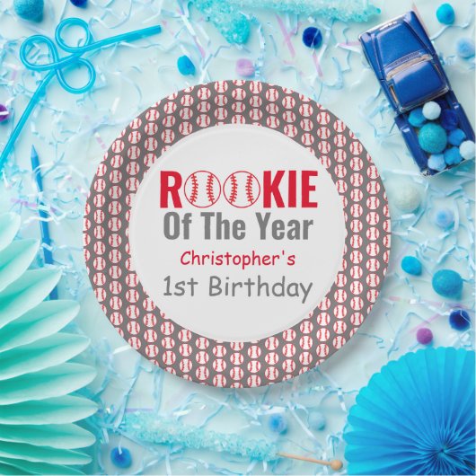 Rookie Baseball 1e verjaardag Papieren Bordje (Feest)