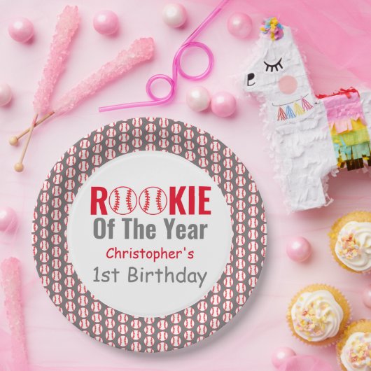 Rookie Baseball 1e verjaardag Papieren Bordje (Feest)