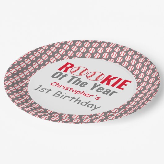 Rookie Baseball 1e verjaardag Papieren Bordje (Gekanteld)