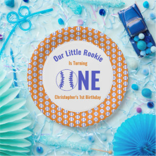Rookie Baseball 1e verjaardag Papieren Bordje