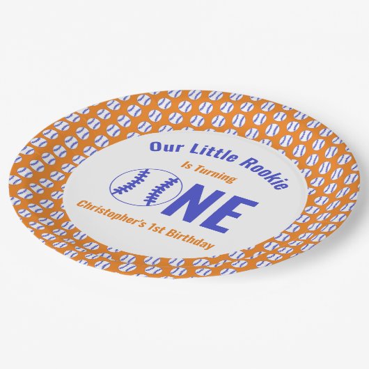 Rookie Baseball 1e verjaardag Papieren Bordje (Gekanteld)