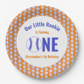 Rookie Baseball 1e verjaardag Papieren Bordje (Voorkant)