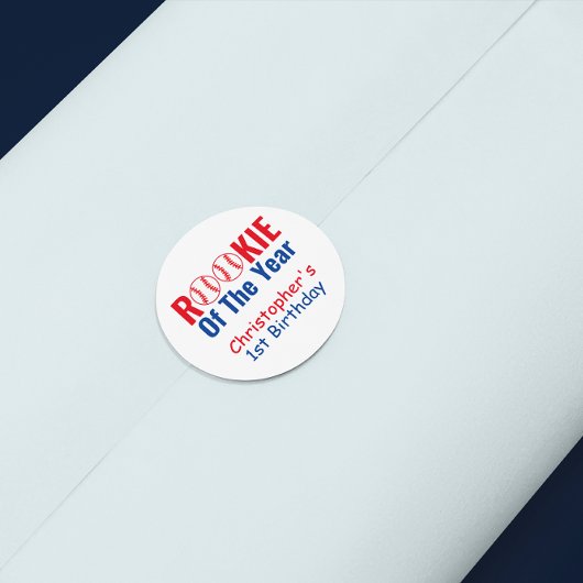 Rookie Baseball 1e verjaardag Ronde Sticker