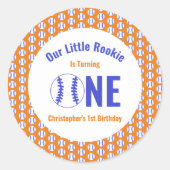 Rookie Baseball 1e verjaardag Ronde Sticker (Voorkant)
