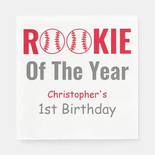 Rookie Baseball 1e verjaardag Servet (Voorkant)
