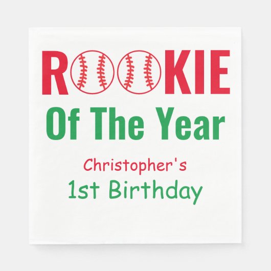 Rookie Baseball 1e verjaardag Servet (Voorkant)
