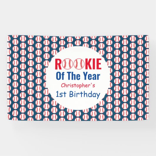 Rookie Baseball 1e verjaardag Spandoek (Horizontaal)