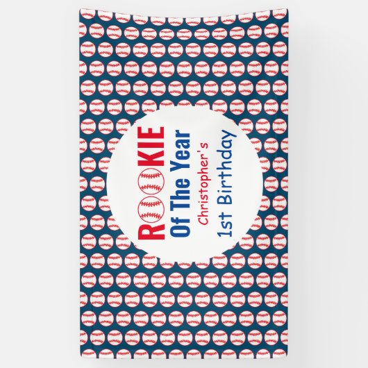 Rookie Baseball 1e verjaardag Spandoek (Verticaal)