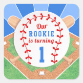 Rookie Baseball 1e Verjaardag Sticker (Voorkant)