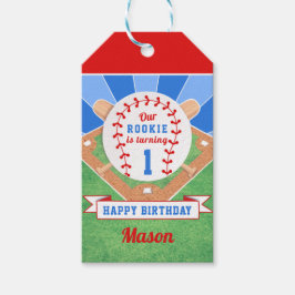 Rookie Baseball 1e Verjaardag Sticker Cadeaulabel