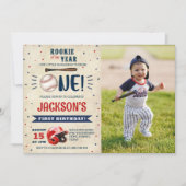 Rookie Baseball 1st Birthday Batter Up Foto Kaart (Voorkant)