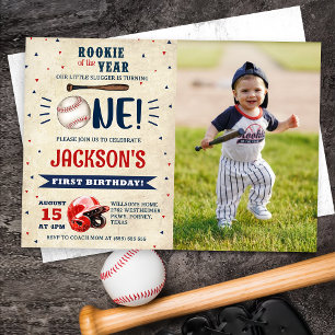Rookie Baseball 1st Birthday Batter Up Foto Kaart