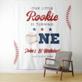Rookie Baseball 1st Birthday Photo Backdrop Wandkleed (In situ)