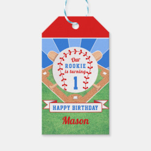 Rookie Baseball 1st Birthday Sticker Cadeaulabel