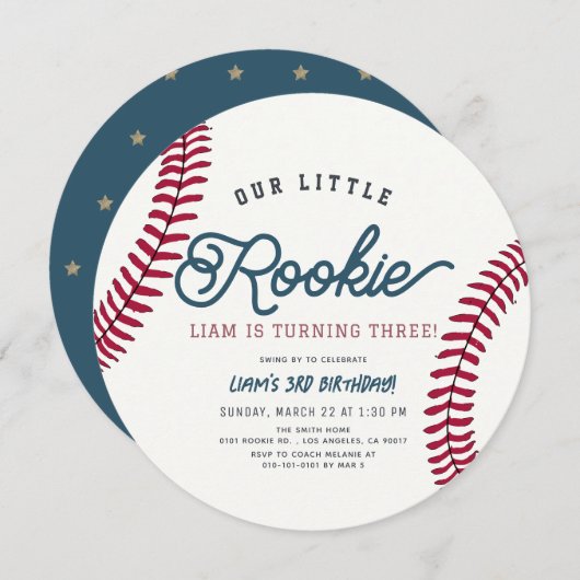 Rookie Baseball Boy Birthday Circle Kaart (Voorkant / Achterkant)