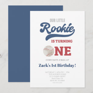 Rookie Baseball Boys 1st Birthday Party uitnodigin Kaart