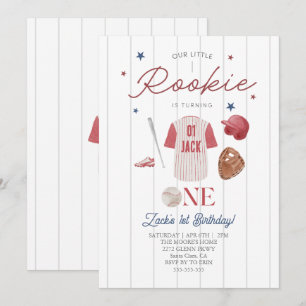 Rookie Baseball Custom naam Jongens 1e verjaardag Kaart