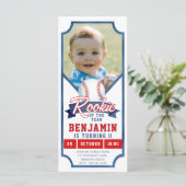 Rookie Baseball Foto Blue Boy 1st Verjaardag Uitno (Staand voorkant)