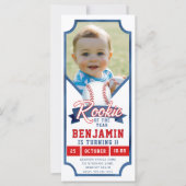 Rookie Baseball Foto Blue Boy 1st Verjaardag Uitno (Voorkant)