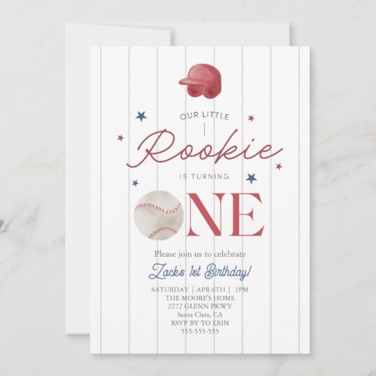 Rookie Baseball pet Boys 1st Birthday Kaart (Voorkant)