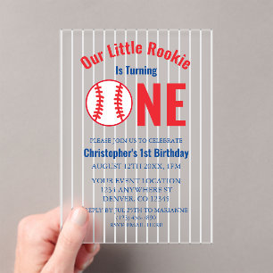 Rookie Baseball Uitnodiging eerste verjaardag